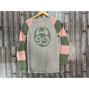 Happy99 kid Mohair Wool Blend Sweater size S color grey green pink Happy 99